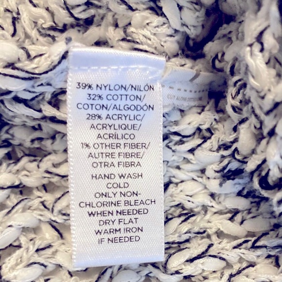 LOFT Chunky V-Neck Open Knit Sweater, Gray & White Marled | Sz S - Picture 6 of 9